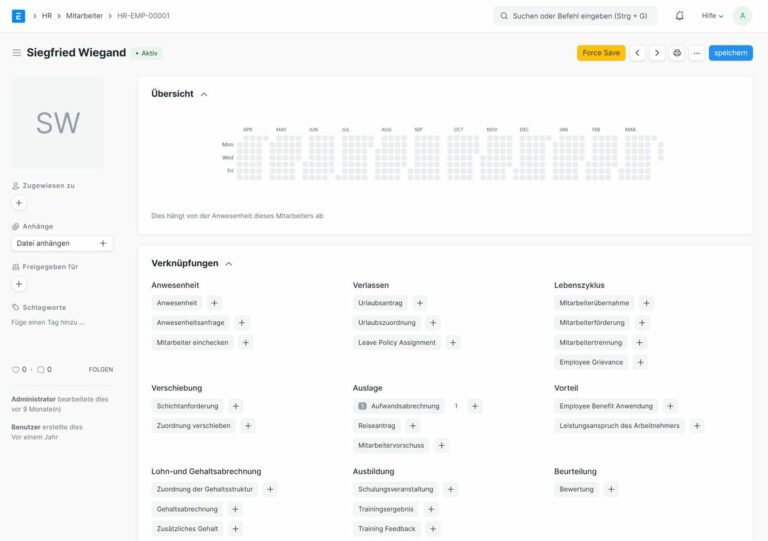 ERPNext Einggabemaske für Personalplanung